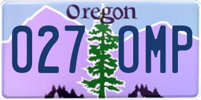 OR license plate 027OMP