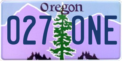 OR license plate 027ONE
