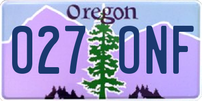 OR license plate 027ONF