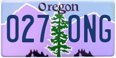 OR license plate 027ONG
