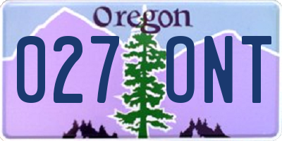 OR license plate 027ONT