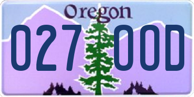 OR license plate 027OOD