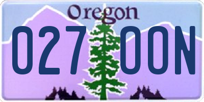 OR license plate 027OON