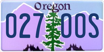 OR license plate 027OOS