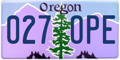 OR license plate 027OPE