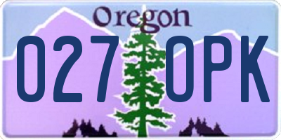 OR license plate 027OPK