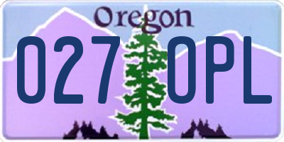OR license plate 027OPL