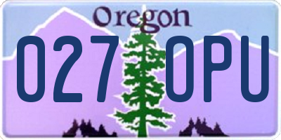 OR license plate 027OPU
