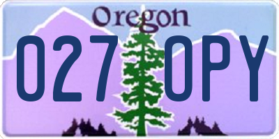 OR license plate 027OPY