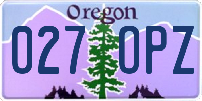 OR license plate 027OPZ