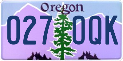 OR license plate 027OQK