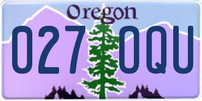 OR license plate 027OQU