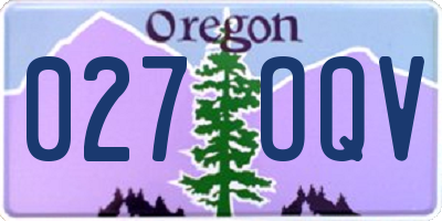 OR license plate 027OQV