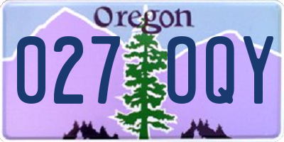 OR license plate 027OQY