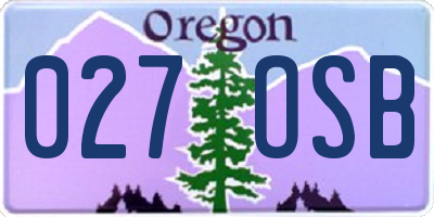 OR license plate 027OSB