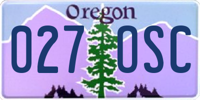 OR license plate 027OSC