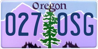 OR license plate 027OSG
