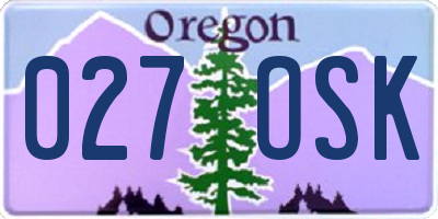 OR license plate 027OSK