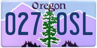 OR license plate 027OSL
