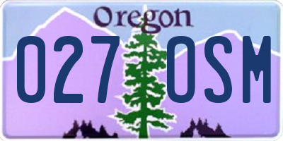 OR license plate 027OSM
