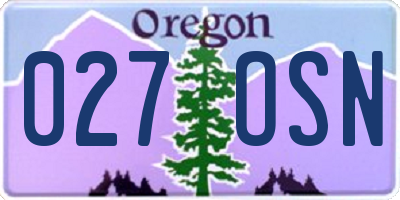 OR license plate 027OSN