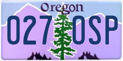 OR license plate 027OSP
