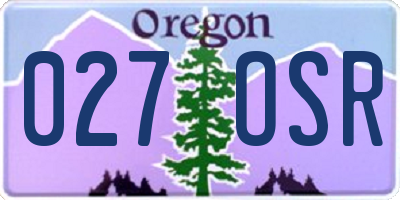 OR license plate 027OSR