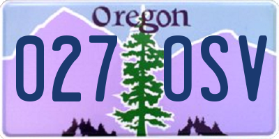 OR license plate 027OSV