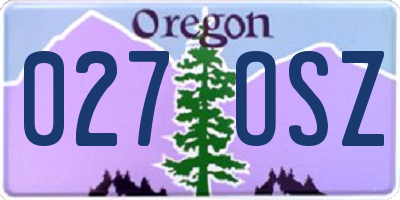 OR license plate 027OSZ