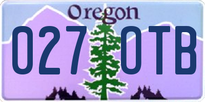 OR license plate 027OTB