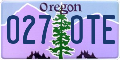 OR license plate 027OTE