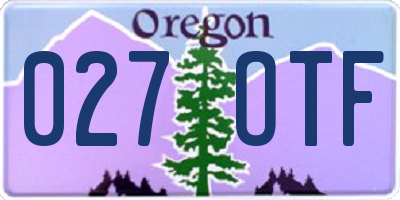 OR license plate 027OTF