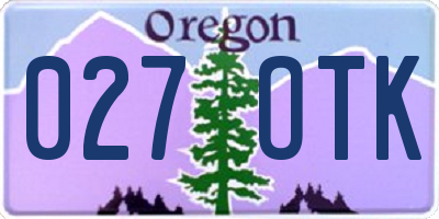 OR license plate 027OTK
