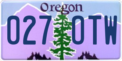 OR license plate 027OTW