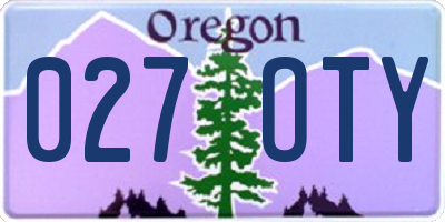 OR license plate 027OTY