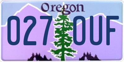 OR license plate 027OUF