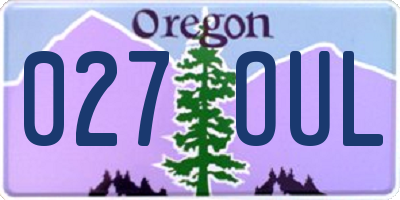 OR license plate 027OUL