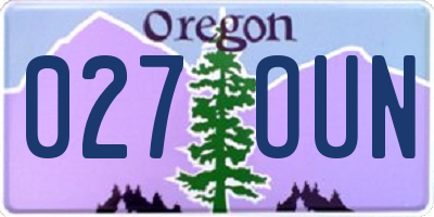 OR license plate 027OUN