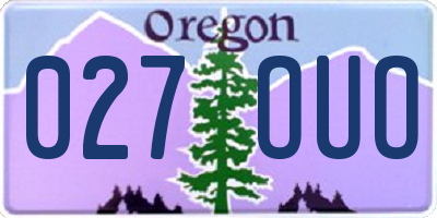 OR license plate 027OUO