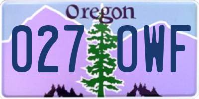 OR license plate 027OWF