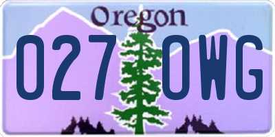 OR license plate 027OWG