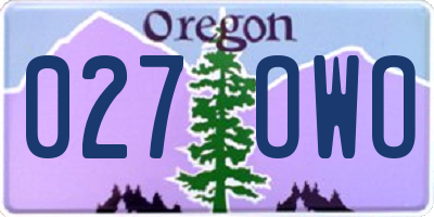 OR license plate 027OWO