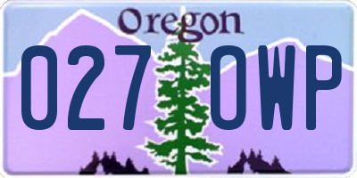 OR license plate 027OWP
