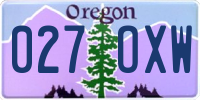OR license plate 027OXW