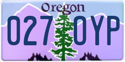 OR license plate 027OYP