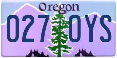 OR license plate 027OYS