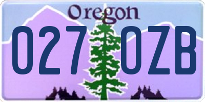 OR license plate 027OZB