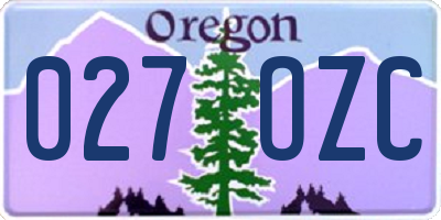 OR license plate 027OZC