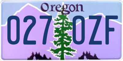 OR license plate 027OZF