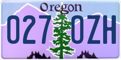 OR license plate 027OZH